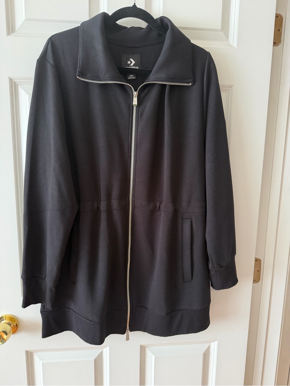 Converse Women's Black Zip-Up Bomber Jacket